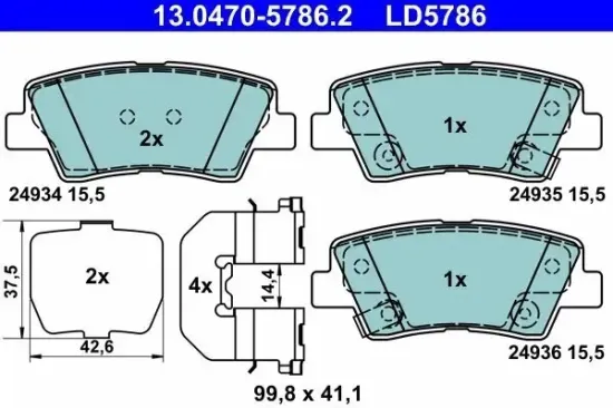 Bremsbelagsatz, Scheibenbremse ATE 13.0470-5786.2 Bild Bremsbelagsatz, Scheibenbremse ATE 13.0470-5786.2