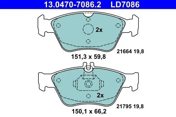 Bremsbelagsatz, Scheibenbremse ATE 13.0470-7086.2