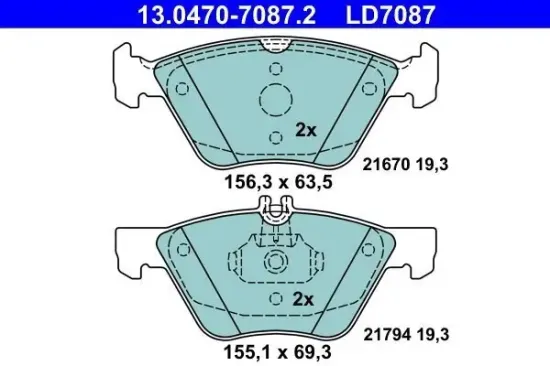 Bremsbelagsatz, Scheibenbremse ATE 13.0470-7087.2 Bild Bremsbelagsatz, Scheibenbremse ATE 13.0470-7087.2