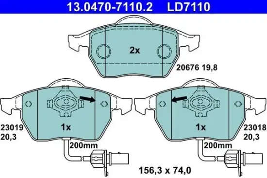 Bremsbelagsatz, Scheibenbremse ATE 13.0470-7110.2 Bild Bremsbelagsatz, Scheibenbremse ATE 13.0470-7110.2