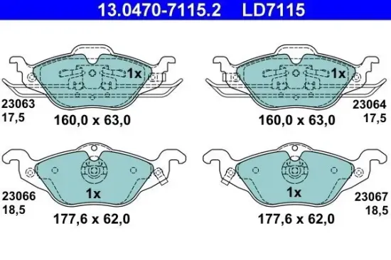 Bremsbelagsatz, Scheibenbremse ATE 13.0470-7115.2 Bild Bremsbelagsatz, Scheibenbremse ATE 13.0470-7115.2