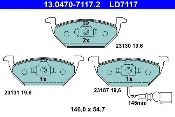 Bremsbelagsatz, Scheibenbremse ATE 13.0470-7117.2