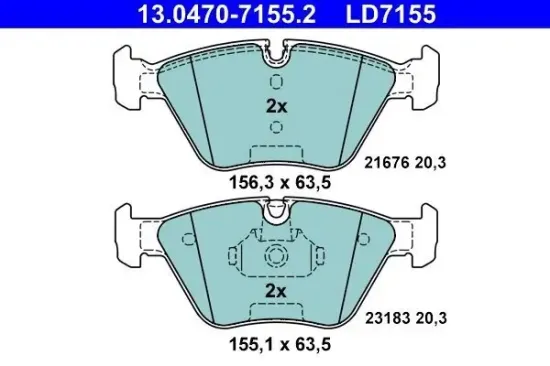 Bremsbelagsatz, Scheibenbremse Vorderachse ATE 13.0470-7155.2 Bild Bremsbelagsatz, Scheibenbremse Vorderachse ATE 13.0470-7155.2