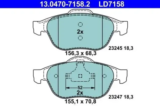 Bremsbelagsatz, Scheibenbremse ATE 13.0470-7158.2 Bild Bremsbelagsatz, Scheibenbremse ATE 13.0470-7158.2