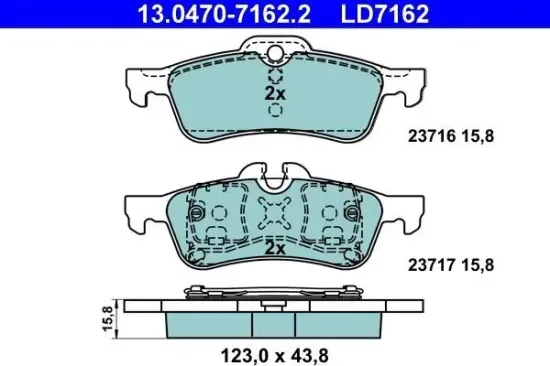 Bremsbelagsatz, Scheibenbremse Hinterachse ATE 13.0470-7162.2 Bild Bremsbelagsatz, Scheibenbremse Hinterachse ATE 13.0470-7162.2