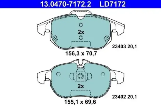 Bremsbelagsatz, Scheibenbremse ATE 13.0470-7172.2 Bild Bremsbelagsatz, Scheibenbremse ATE 13.0470-7172.2