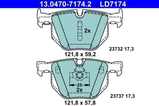 Bremsbelagsatz, Scheibenbremse ATE 13.0470-7174.2 Bild Bremsbelagsatz, Scheibenbremse ATE 13.0470-7174.2