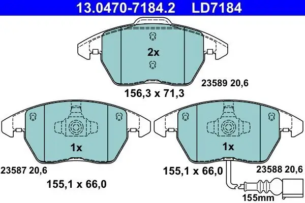 Bremsbelagsatz, Scheibenbremse ATE 13.0470-7184.2