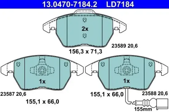 Bremsbelagsatz, Scheibenbremse ATE 13.0470-7184.2 Bild Bremsbelagsatz, Scheibenbremse ATE 13.0470-7184.2