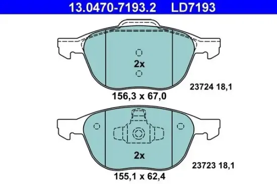 Bremsbelagsatz, Scheibenbremse ATE 13.0470-7193.2 Bild Bremsbelagsatz, Scheibenbremse ATE 13.0470-7193.2