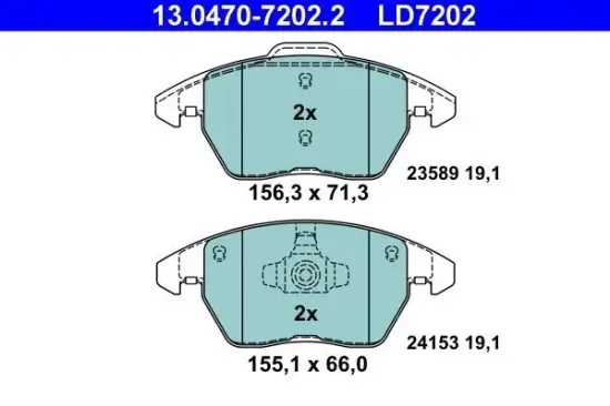 Bremsbelagsatz, Scheibenbremse ATE 13.0470-7202.2 Bild Bremsbelagsatz, Scheibenbremse ATE 13.0470-7202.2