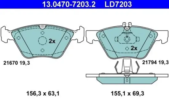 Bremsbelagsatz, Scheibenbremse ATE 13.0470-7203.2 Bild Bremsbelagsatz, Scheibenbremse ATE 13.0470-7203.2