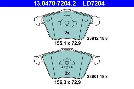 Bremsbelagsatz, Scheibenbremse ATE 13.0470-7204.2 Bild Bremsbelagsatz, Scheibenbremse ATE 13.0470-7204.2