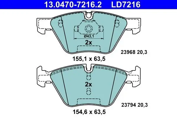 Bremsbelagsatz, Scheibenbremse ATE 13.0470-7216.2