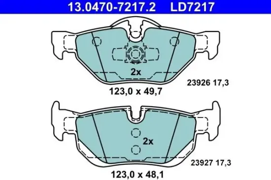Bremsbelagsatz, Scheibenbremse ATE 13.0470-7217.2 Bild Bremsbelagsatz, Scheibenbremse ATE 13.0470-7217.2