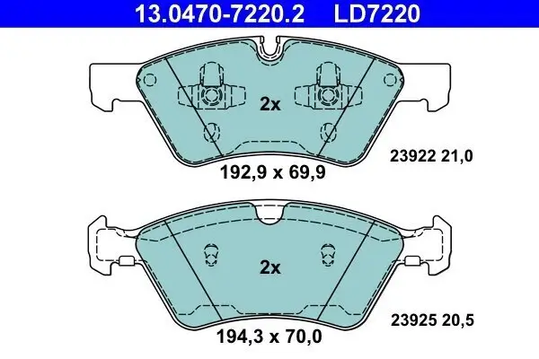 Bremsbelagsatz, Scheibenbremse ATE 13.0470-7220.2