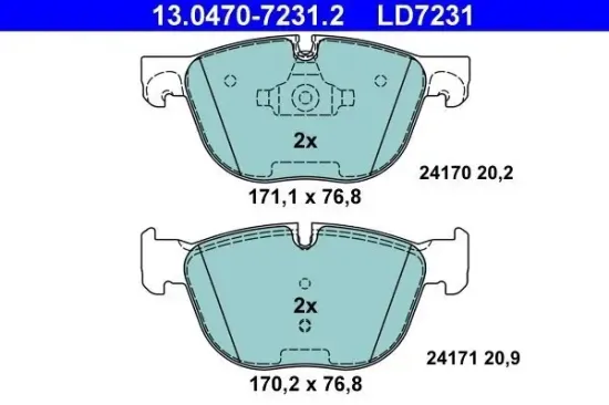 Bremsbelagsatz, Scheibenbremse Vorderachse ATE 13.0470-7231.2 Bild Bremsbelagsatz, Scheibenbremse Vorderachse ATE 13.0470-7231.2