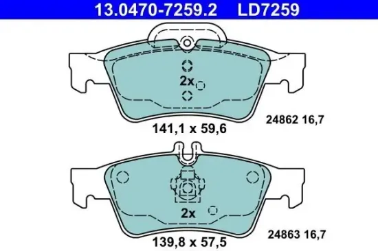 Bremsbelagsatz, Scheibenbremse ATE 13.0470-7259.2 Bild Bremsbelagsatz, Scheibenbremse ATE 13.0470-7259.2