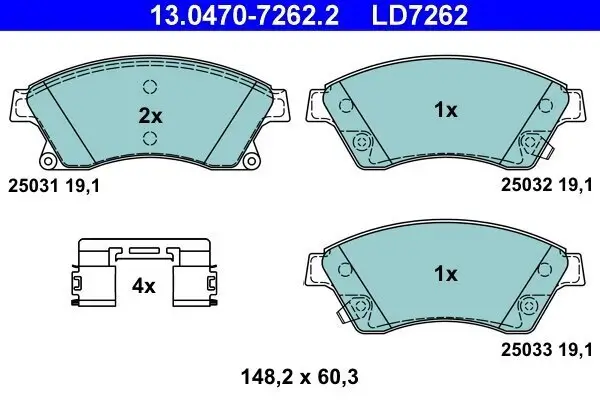 Bremsbelagsatz, Scheibenbremse ATE 13.0470-7262.2