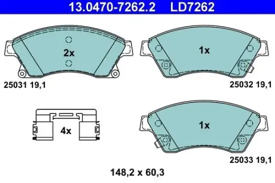 Bremsbelagsatz, Scheibenbremse ATE 13.0470-7262.2 Bild Bremsbelagsatz, Scheibenbremse ATE 13.0470-7262.2