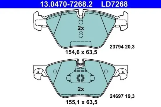 Bremsbelagsatz, Scheibenbremse Vorderachse ATE 13.0470-7268.2 Bild Bremsbelagsatz, Scheibenbremse Vorderachse ATE 13.0470-7268.2