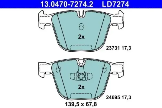 Bremsbelagsatz, Scheibenbremse ATE 13.0470-7274.2 Bild Bremsbelagsatz, Scheibenbremse ATE 13.0470-7274.2