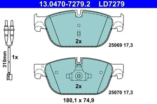 Bremsbelagsatz, Scheibenbremse ATE 13.0470-7279.2 Bild Bremsbelagsatz, Scheibenbremse ATE 13.0470-7279.2