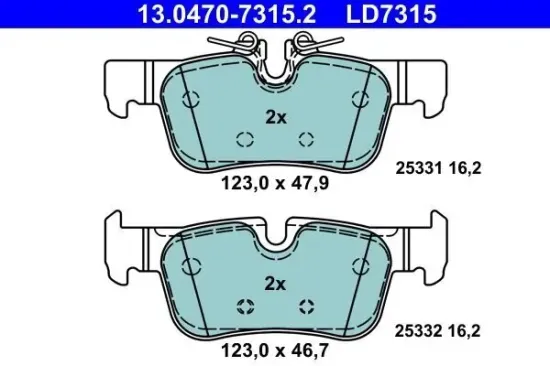 Bremsbelagsatz, Scheibenbremse Hinterachse ATE 13.0470-7315.2 Bild Bremsbelagsatz, Scheibenbremse Hinterachse ATE 13.0470-7315.2