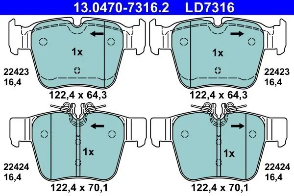 Bremsbelagsatz, Scheibenbremse ATE 13.0470-7316.2