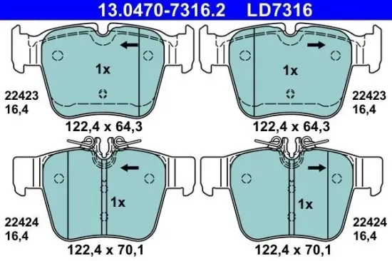 Bremsbelagsatz, Scheibenbremse ATE 13.0470-7316.2 Bild Bremsbelagsatz, Scheibenbremse ATE 13.0470-7316.2