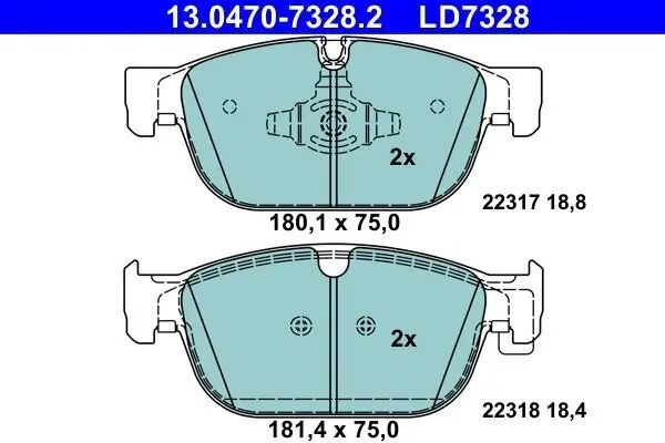 Bremsbelagsatz, Scheibenbremse ATE 13.0470-7328.2