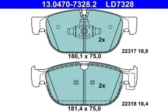 Bremsbelagsatz, Scheibenbremse ATE 13.0470-7328.2 Bild Bremsbelagsatz, Scheibenbremse ATE 13.0470-7328.2