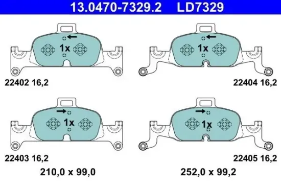 Bremsbelagsatz, Scheibenbremse Vorderachse ATE 13.0470-7329.2 Bild Bremsbelagsatz, Scheibenbremse Vorderachse ATE 13.0470-7329.2