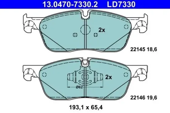 Bremsbelagsatz, Scheibenbremse Vorderachse ATE 13.0470-7330.2 Bild Bremsbelagsatz, Scheibenbremse Vorderachse ATE 13.0470-7330.2