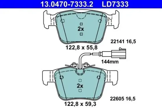 Bremsbelagsatz, Scheibenbremse Hinterachse ATE 13.0470-7333.2 Bild Bremsbelagsatz, Scheibenbremse Hinterachse ATE 13.0470-7333.2