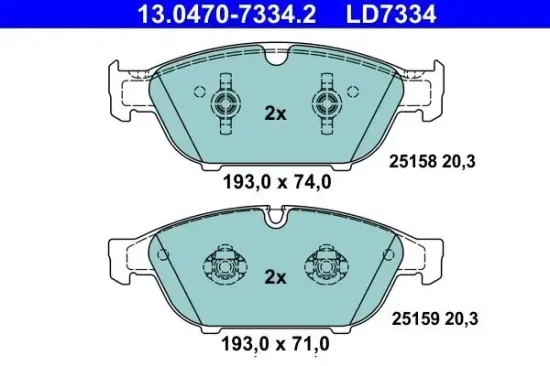 Bremsbelagsatz, Scheibenbremse ATE 13.0470-7334.2 Bild Bremsbelagsatz, Scheibenbremse ATE 13.0470-7334.2