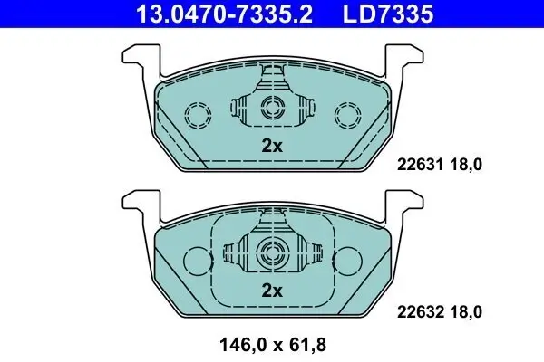 Bremsbelagsatz, Scheibenbremse ATE 13.0470-7335.2