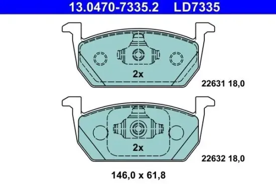 Bremsbelagsatz, Scheibenbremse ATE 13.0470-7335.2 Bild Bremsbelagsatz, Scheibenbremse ATE 13.0470-7335.2