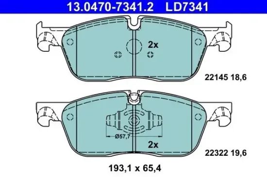 Bremsbelagsatz, Scheibenbremse Vorderachse ATE 13.0470-7341.2 Bild Bremsbelagsatz, Scheibenbremse Vorderachse ATE 13.0470-7341.2