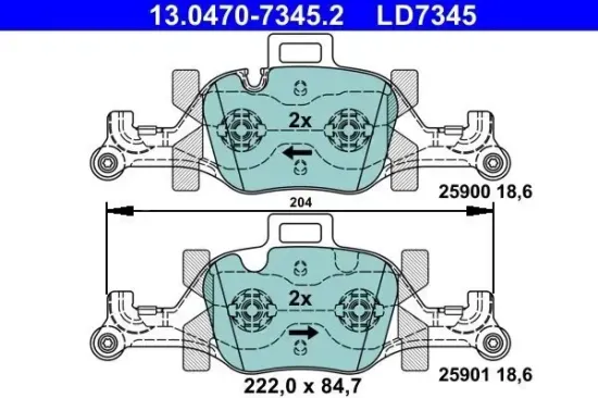 Bremsbelagsatz, Scheibenbremse Vorderachse ATE 13.0470-7345.2 Bild Bremsbelagsatz, Scheibenbremse Vorderachse ATE 13.0470-7345.2