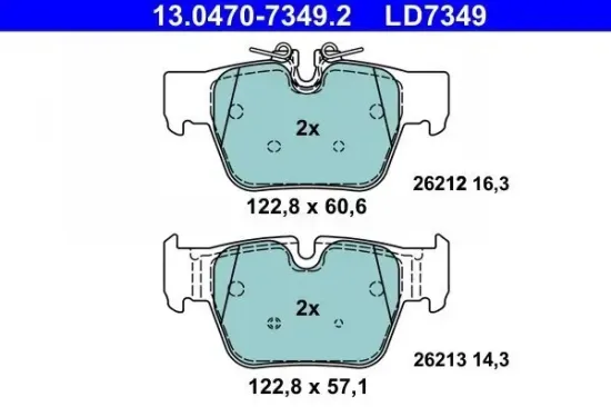 Bremsbelagsatz, Scheibenbremse Hinterachse ATE 13.0470-7349.2 Bild Bremsbelagsatz, Scheibenbremse Hinterachse ATE 13.0470-7349.2