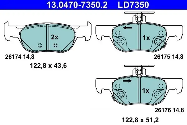 Bremsbelagsatz, Scheibenbremse ATE 13.0470-7350.2