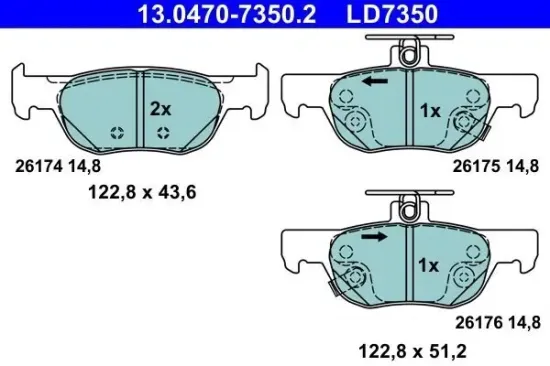 Bremsbelagsatz, Scheibenbremse ATE 13.0470-7350.2 Bild Bremsbelagsatz, Scheibenbremse ATE 13.0470-7350.2