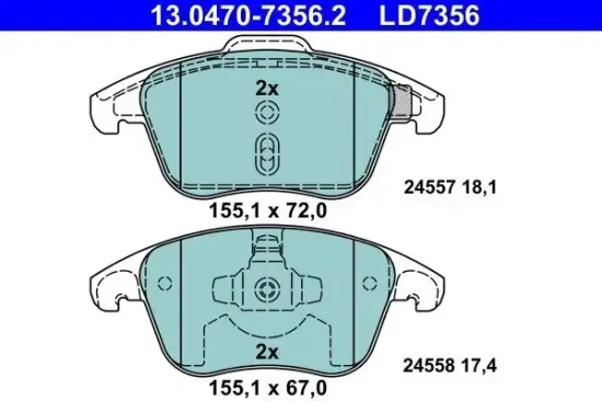 Bremsbelagsatz, Scheibenbremse ATE 13.0470-7356.2 Bild Bremsbelagsatz, Scheibenbremse ATE 13.0470-7356.2