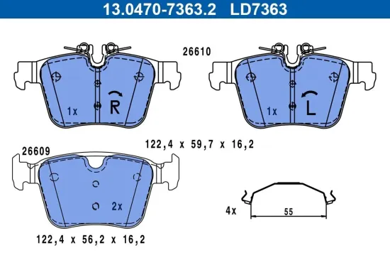 Bremsbelagsatz, Scheibenbremse ATE 13.0470-7363.2 Bild Bremsbelagsatz, Scheibenbremse ATE 13.0470-7363.2