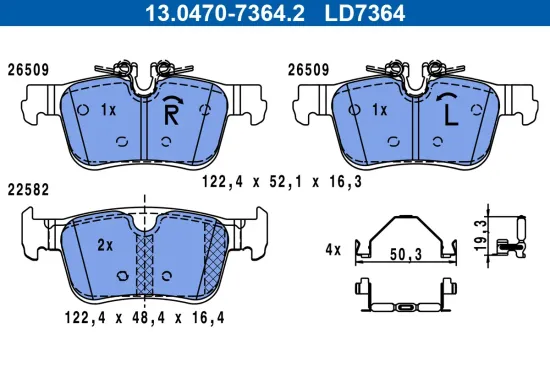 Bremsbelagsatz, Scheibenbremse ATE 13.0470-7364.2 Bild Bremsbelagsatz, Scheibenbremse ATE 13.0470-7364.2