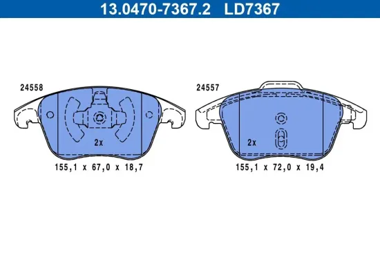 Bremsbelagsatz, Scheibenbremse ATE 13.0470-7367.2 Bild Bremsbelagsatz, Scheibenbremse ATE 13.0470-7367.2