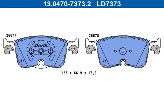 Bremsbelagsatz, Scheibenbremse Vorderachse ATE 13.0470-7373.2 Bild Bremsbelagsatz, Scheibenbremse Vorderachse ATE 13.0470-7373.2