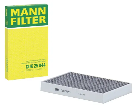 Filter, Innenraumluft Motorraum Beifahrerseite, unter der Wasserkastenabdeckung MANN-FILTER CUK 25 044 Bild Filter, Innenraumluft Motorraum Beifahrerseite, unter der Wasserkastenabdeckung MANN-FILTER CUK 25 044