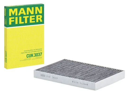 Filter, Innenraumluft Motorraum Beifahrerseite, unter der Wasserkastenabdeckung MANN-FILTER CUK 3037 Bild Filter, Innenraumluft Motorraum Beifahrerseite, unter der Wasserkastenabdeckung MANN-FILTER CUK 3037